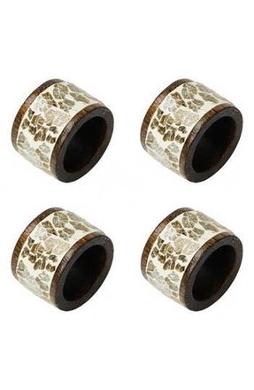 Tiramisu Gilded Mosaic Set of 4 Napkin Rings in Gold/Brown at Nordstrom Rack