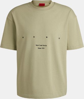 HUGO BOSS Mens Hugo Duwrite Cotton Jersey T-Shirt with LA Artwork in Green