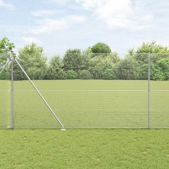 Berkfield Home Welded Wire Fence with 7 Spike Posts 1.5x10 m Galvanised Steel in Silver