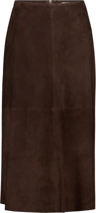 Arma Melita Midi Skirt - Dames - Leren & Su&egrave;de rokken - Bruin - L - Leer - Rokken