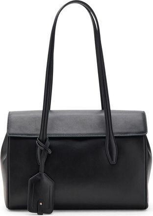 Mango Medium Leather Shoulder Bag with Charm in Black at Nordstrom