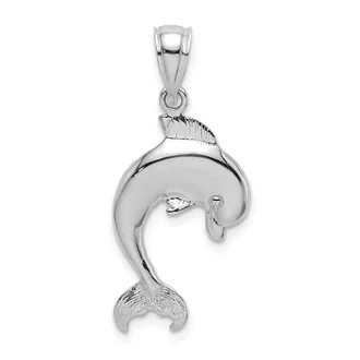 Diamond2Deal 14k Gold Polished Jumping Dolphin Charm