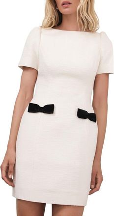 Mint Velvet Boucle Mini Shift Dress in Cream at Nordstrom, Size 10