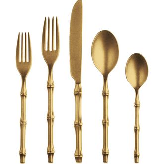 Mepra Bali Flatware Set - 20 Pieces in Pewter Gold at Nordstrom