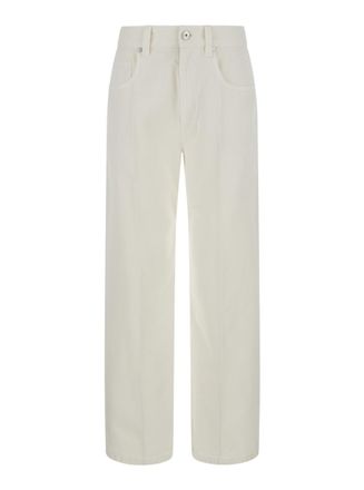 Brunello Cucinelli White Regular Flat Front Pant