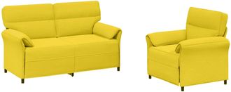 vidaXL Juego De Sof&aacute; 2 Uds. Amarillo Claro Tela Vidaxl