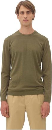 Nowadays Silk Crew Neck Sweater - Heren - Ronde hals truien - Groen - M - Katoen - Truien & Vesten