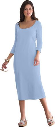 Jessica London Stretch Cotton T-Shirt Dress in Azure Mist at Nordstrom, Size 26