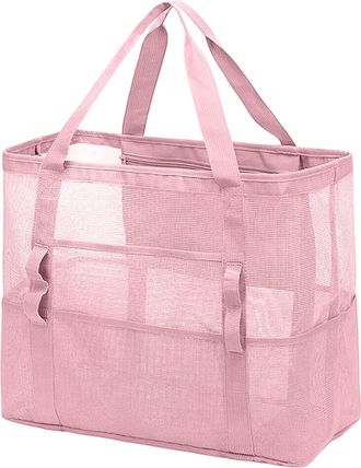 Generic Mesh Beach Bag Oversized Beach Tote Bag Pool Bag With Zipper Pocket Suitable For Items For Cruising/swimming (Big Size) (42x39x20cm)
