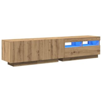 Berkfield Home TV Cabinet with LED Lights Artisan Oak 180x35x40 cm Engineered Wood in Brown | Size: 180 x 35 x 40 cm
