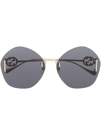 Gucci frameless logo-engraved sunglasses - women - Metal/Polyamide - 65 - Gold