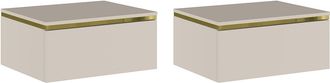 Vente-Unique Lotto Di 2 Comodini Sospesi Con 1 Cassetto Beige E Dorato - Vukia