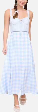 Blu Pepper Check Sleeveless Maxi Dress in Light Blue at Nordstrom, Size Medium