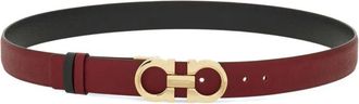 Ferragamo Cherry Red Textured Logo Buckle Belt