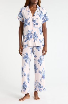 Nordstrom Moonlight Eco Crop Pajamas in Pink- Blue Primavera Floral at Nordstrom, Size X-Small