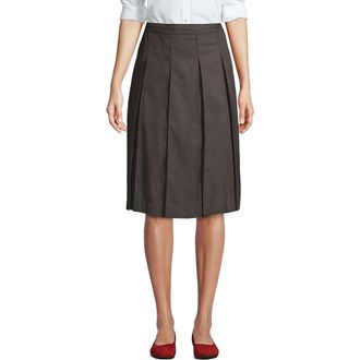 Lands End School Uniform Solid Box Pleat Skirt Below the Knee in Gray at Nordstrom, Size 16