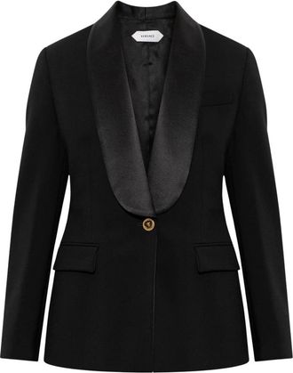 Versace Wool Blazer - Dames - Jassen - Zwart - Maat: M Wol