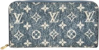 Louis Vuitton Pre-owned Monogram Denim Long Wallet - Dames - Vintage Accessoires - Blauw - ONE Size - Denim - Vintage