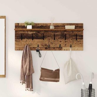 vidaXL Vidaxl - Perchero De Pared Con Estante Madera Vieja Madera Contrachapada