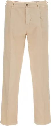 Fay Beige Herringbone Cotton Trousers with Classic Tailored Finish
