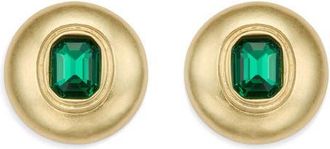 Kurt Geiger Crystal Button Stud Earrings in Green at Nordstrom
