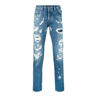 Emporio Armani Distressed Straight Trouser - Heren - Jeans - Blauw - Maat: W32 Denim