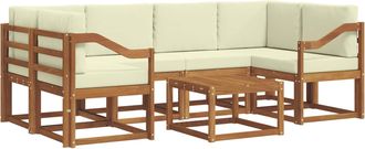 vidaXL Conjunto De Sof&aacute;s De Exterior 7 Uds. Natural Y Crema Vidaxl