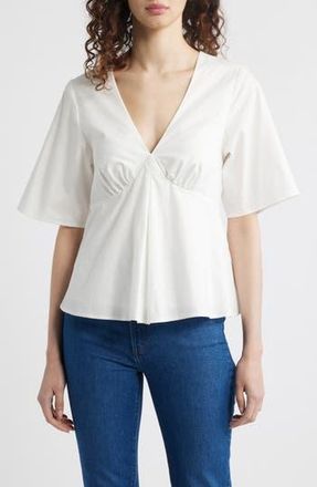 Wayf Zelma V-Neck Babydoll Top in Ivory at Nordstrom Rack, Size X-Small