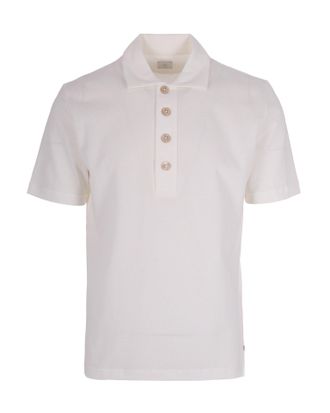 Eleventy White Half Sleeve Polo
