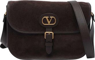 Valentino Garavani Dark Brown Suede Antibes Crossbody Bag
