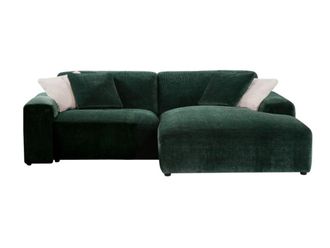 VENTE-UNIQUE.COM Sof&aacute; rinconera terciopelo 4 plazas verde pino 254x161cm