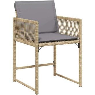 vidaXL Vidaxl - Sillones Jard&iacute;n Con Cojines 4 Uds Rat&aacute;n Sint&eacute;tico Beige Mezcla