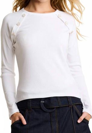 Lisa Todd Pure Pima Rib Raglan Top In White