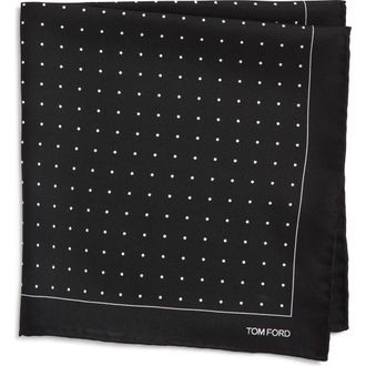 Tom Ford Polka Dot Mulberry Silk Pocket Square in Black at Nordstrom