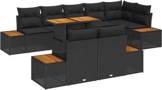 vidaXL Garden Sofa Set with Storage 9 pcs Black Poly rattan vidaXL