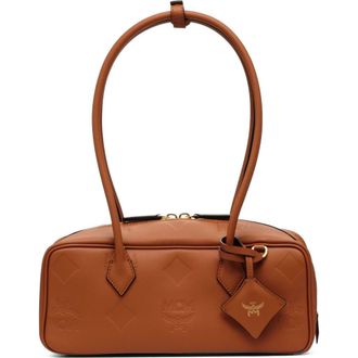 MCM Small Aren East West Shoulder Bag in Maxi Monogram Leather in Mocha Bisque at Nordstrom