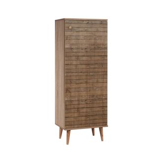 Dmora Zapatero Dacrydium, Armario Para 16 Pares De Zapatos, 7 Estantes, Una Puerta, 50x38x135h Cm Roble Marr&oacute;n