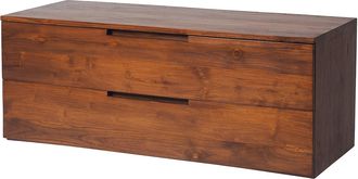 Vente-Unique Mueble de baño suspendido de teca oscura - 2 cajones - 115 cm - BIMBING