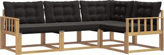 vidaXL Conjunto De Sof&aacute;s De Exterior 4 Uds. Blanco Y Negro Vidaxl