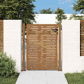 Berkfield Home Garden Gate 105x155 cm Corten Steel Square Design in Brown