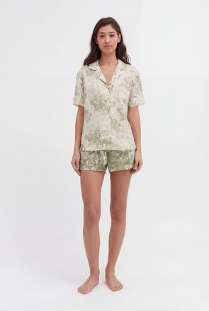 Desmond & Dempsey Short Sleeve Pajama Set in Flowers Of Time Sage/green at Nordstrom, Size X-Small Uk