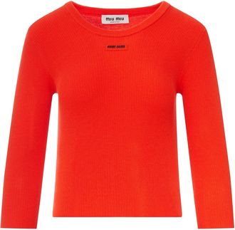 Miu Miu CREW NECK COTTON SWEATER - Miu Miu - Woman