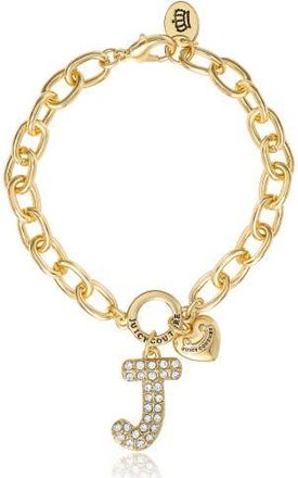 Juicy Couture Pav&eacute; Initial Charm Bracelet, 7.5 Gold Tone Link in Letter J at Nordstrom