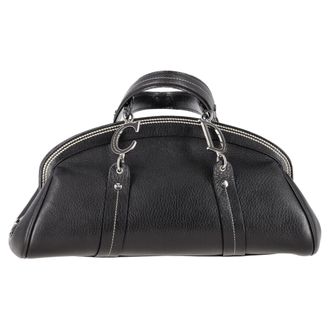 Dior Pre-owned Womens Detective Frame Top Handle Bag in Black Leather - One Size