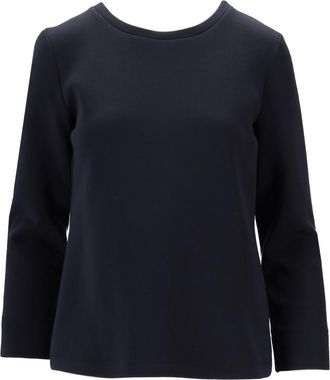 Max Mara Navy Blue Solid Round Neck T-Shirt