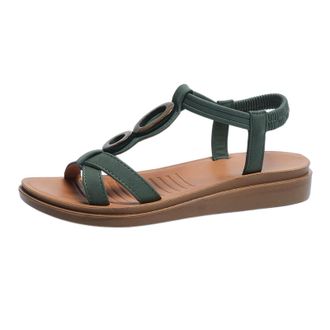 Generic Womens Flat Sandals Lightweight Casual Summer Sandals Open Toe Stylish Comfy Breathable Versatile Slip On Shoes with Elastic Ankle Strap Beach Outdoor