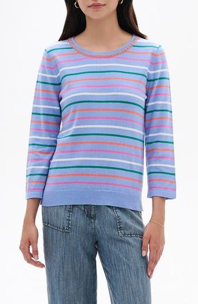 Hatley Stripe Embroidered Cotton T-Shirt Shirt in Purple at Nordstrom, Size X-Large