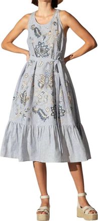 Ranna Gill Grace Round Neck Tier Midi Dress In Multi-Colored