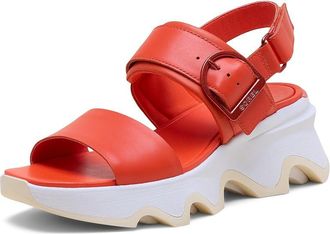 Sorel Kinetic Impact Wedge Womens Wedge Shoes Crimson Fire/Honey White : 10.5 B - Medium, Leather/Suede