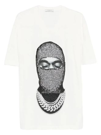 Ih Nom Uh Nit T-shirt con decorazione di cristalli - Bianco